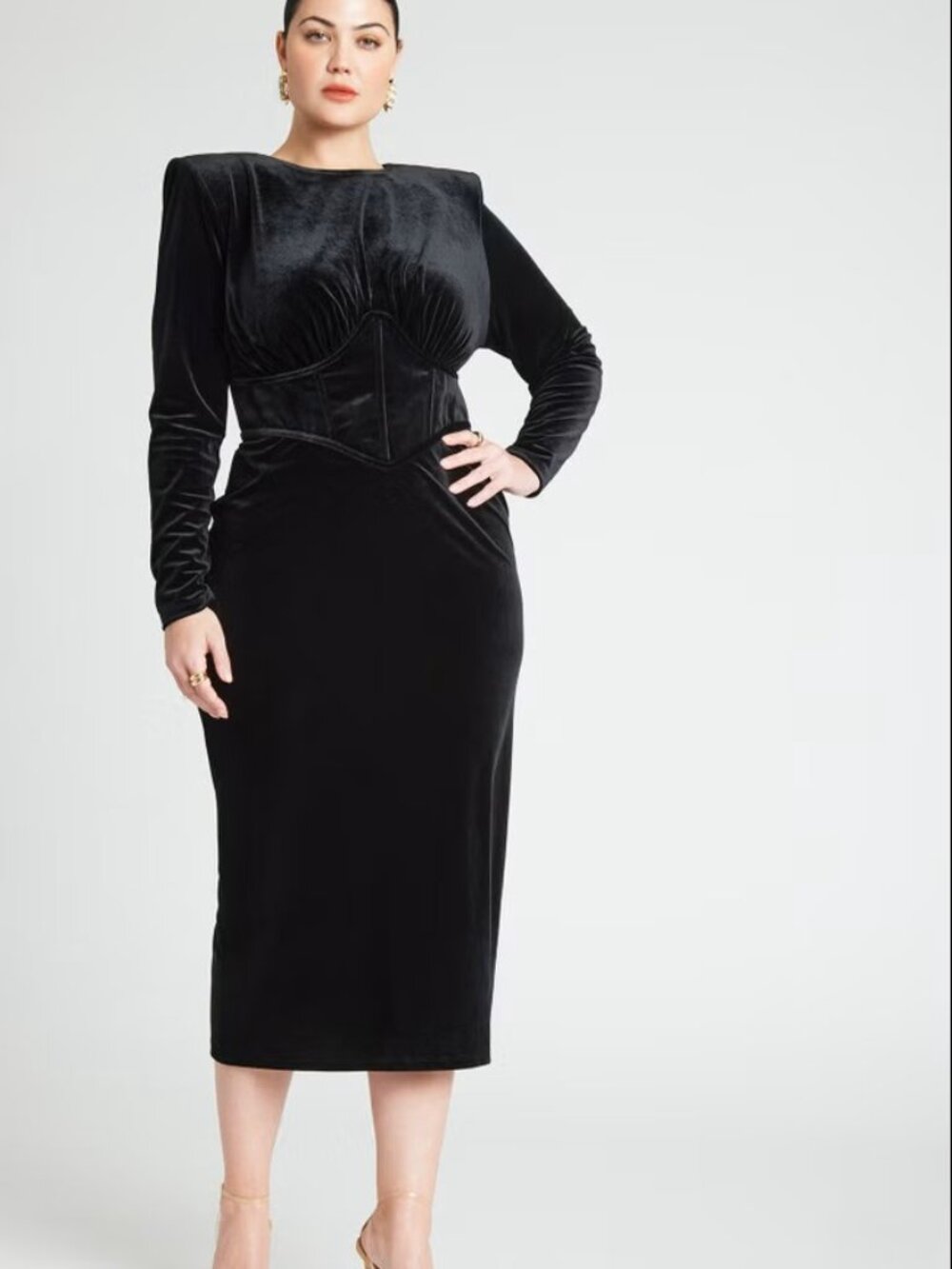 STUNNING ELOQUII Black Velvet Corset Dress